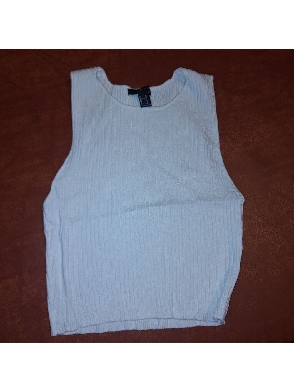 Forever 21 White Ribbed Tank Top Medium